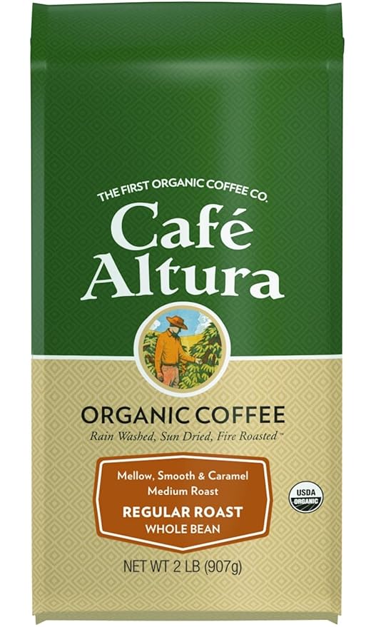 Cafe Altura Whole Bean Organic Coffee Regular Roast 2 lb Bag