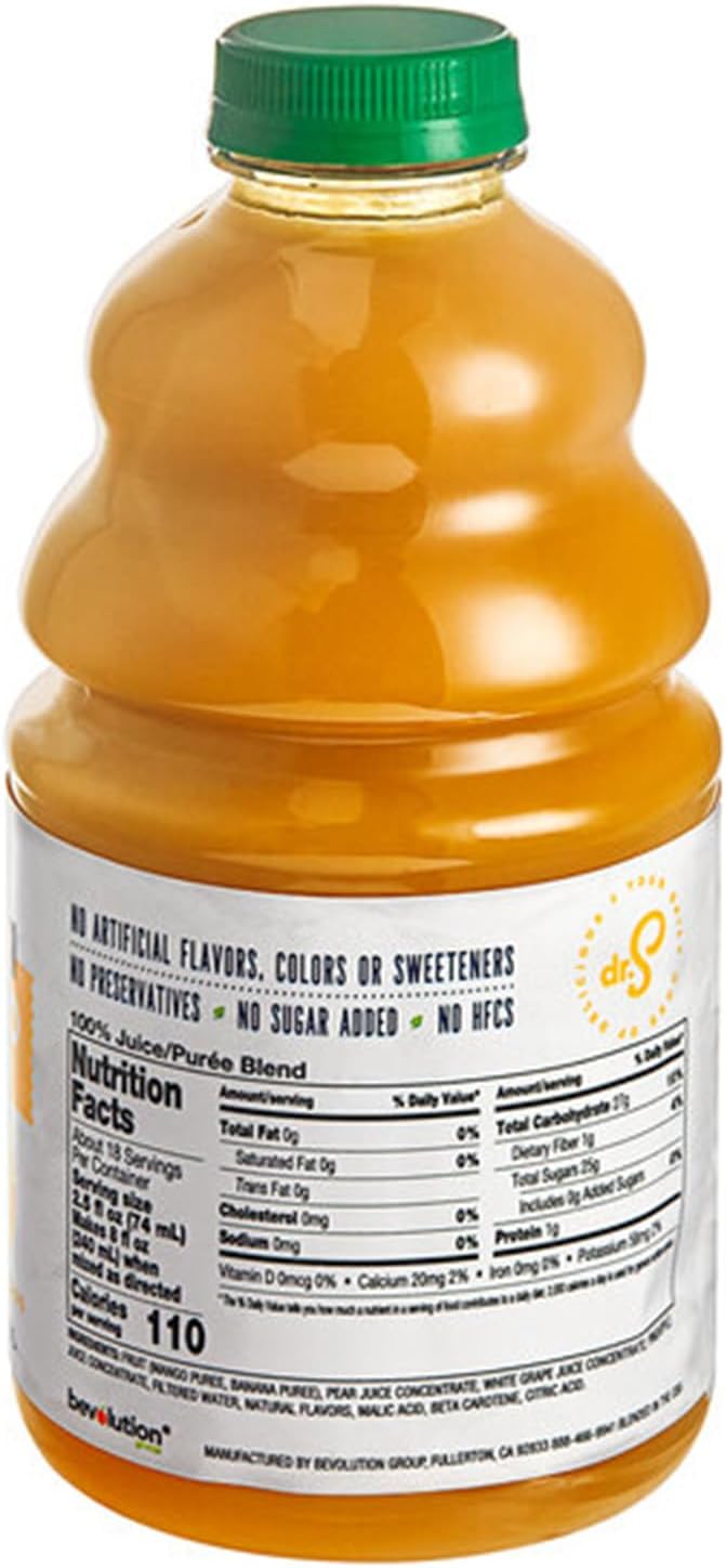 100% Crushed Mango Fruit Smoothie Mix 46 fl. oz. WS-103DR100MANG-NF
