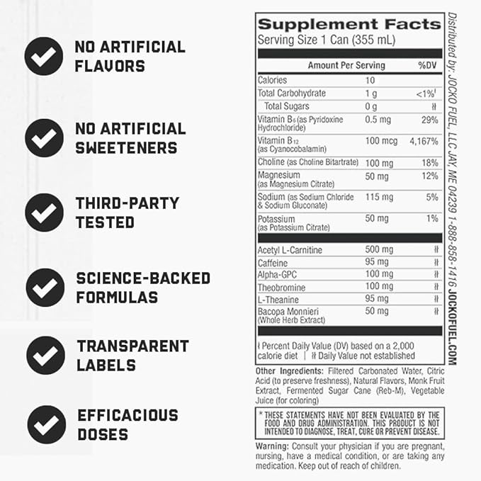 Jocko GO Energy Drink - Keto Vitamin B12 Vitamin B6 Electrolytes L Theanine Magnesium- Energy Boost Sugar Free Nootropic Monk Fruit Blend - 12 Pack (Mango Passionfruit)