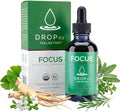 DropRx Focus Liquid Drop Supplement for Memory Brain Support Clarity &amp Focus - Ginkgo Biloba and Ginseng Organic Herbal Blend - Made in USA by Dr. Nicole Saphier (2fl.oz)