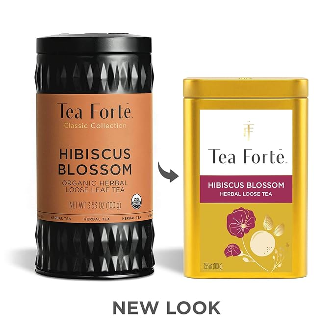 Tea Forte Hibiscus Blossom Premium Loose Leaf Caffeine-Free Herbal Tea Blend Canister Makes 35-50 Cups