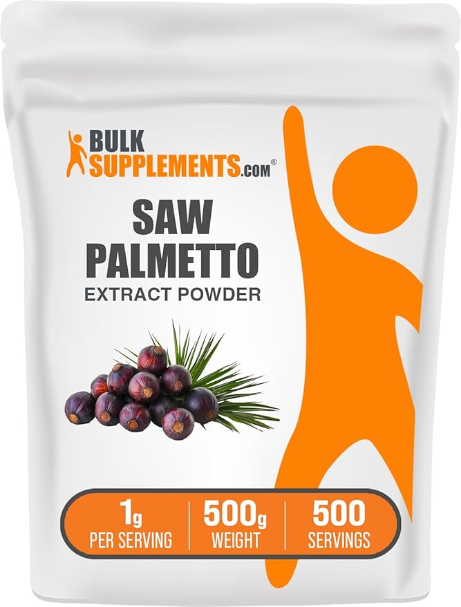 BulkSupplements.com Saw Palmetto Extract Powder - Serenoa Repens Saw Palmetto Supplement Herbal Supplement - Vegan &amp Gluten Free 1g per Serving 500g (1.1 lbs) (Pack of 1)