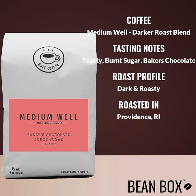 Medium Well - Darker Roast Blend - Roasted by Bolt Coffee Co. - Whole Bean Coffee - 12 Ounce Bag