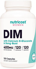 Nutricost Diindolylmethane DIM Supplement for Women 400mg 120 Capsules with Dong Quai Calcium &amp Black Cohosh - Vegan Non-GMO and Gluten Free