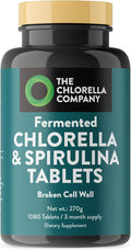 Fermented Chlorella &amp Spirulina Tablets Broken Cell Wall for Nutrient Absorption Vegan Superfood for Detox &amp Energy Algae Supplement Non-GMO (3 Month Supply)