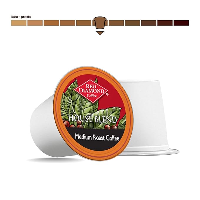 Red Diamond Coffee Cups House Blend Medium Roast Single Serve Coffee Cups Compatible with Most Brewers 6 Boxes of 12 Pods (72 Servings)