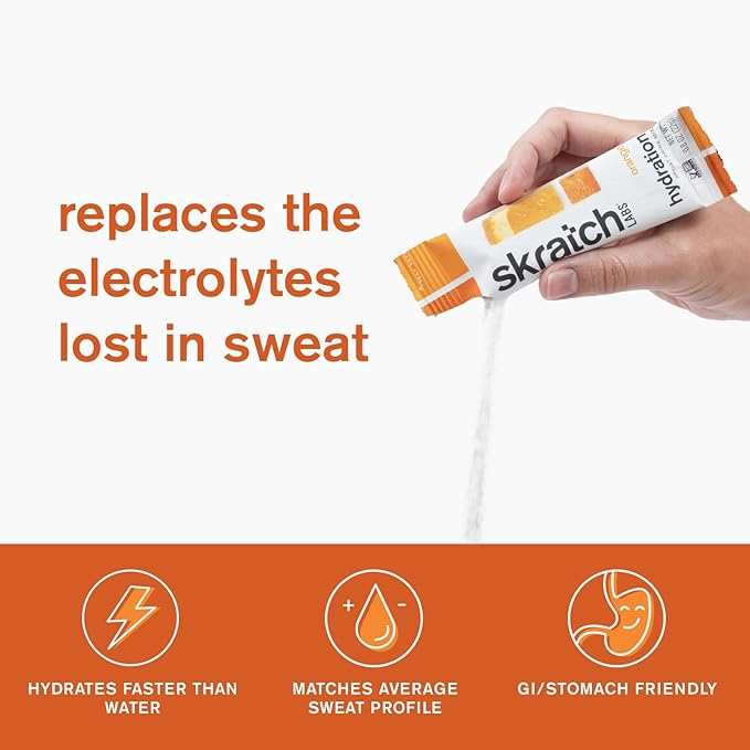 Skratch Labs Hydration Sports Drink Mix Packets – Real‑Fruit Electrolyte Powder for Fast Hydration &amp Endurance | Orange | 20 Pack | Vegan Non‑GMO Clean Ingredients