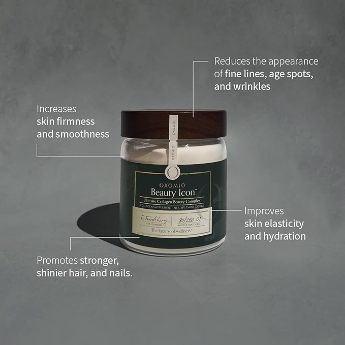 Beauty Icon Marine Collagen Peptides Powder Marine Collagen Powder for Healthier Hair Skin and Nails Collagen Beauty Complex 10.8 Grams per Serving 7.4 Oz Original Glass Bottle