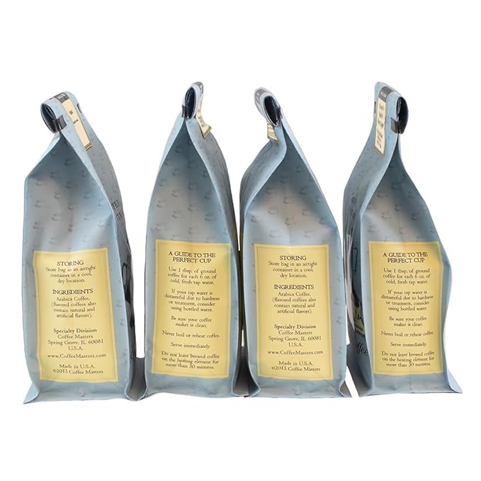 Coffee Masters Ground Coffee Sampler Hazelnut Cinnamon Hazelnut Hazelnut Creme and Cinnamon Hazelnut Brown Sugar 48 Ounce