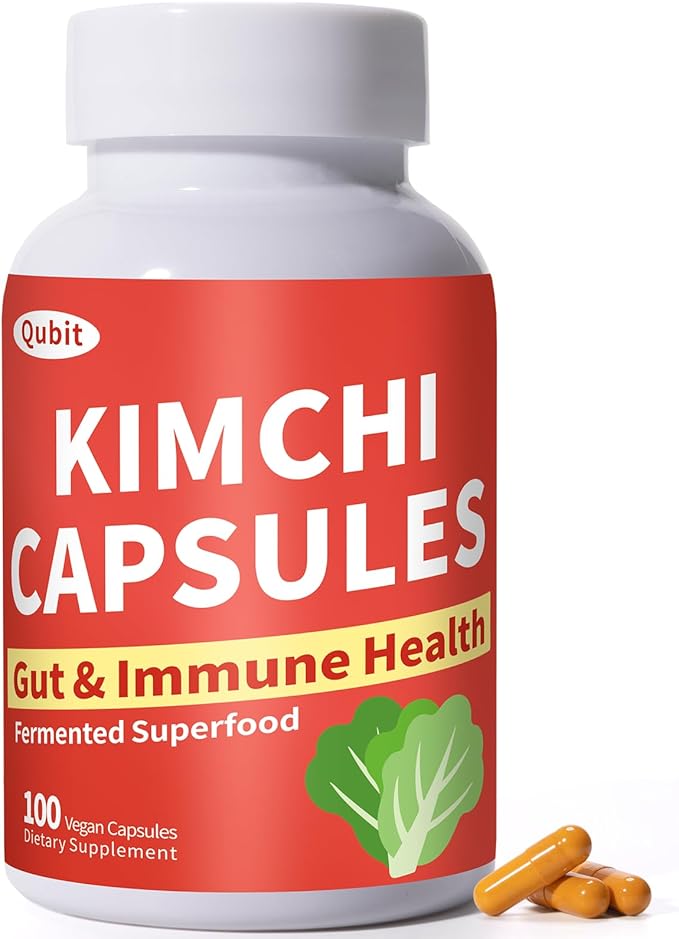 QUBIT Kimchi Capsules Kimchi Supplement Supports Gut Digestive &amp Fullness Taste Well One Capsule of Fermented Superfood for Antioxidant Support 90 Vegan Capsules Pills