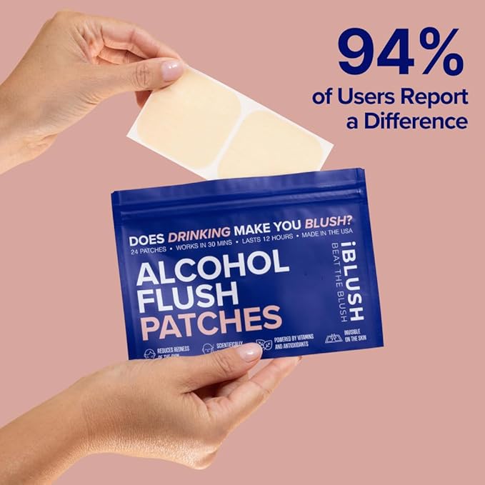 Alcohol Flush Patches – Discreet Easy-to-Wear Support for Redness &amp Drinking Discomfort | Non-Ingestible Option for Asian Glow &amp Alcohol Sensitivity | 36 Patches