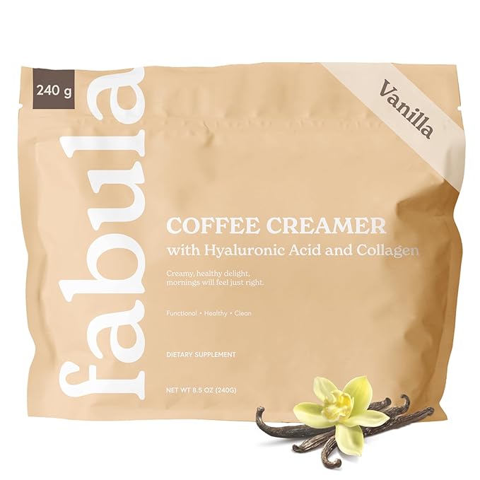 Fabula Collagen Creamer for Coffee with Hyaluronic Acid MCT Oil made with Organic Coconut Milk Vanilla Flavored Non Dairy Sugar Free Creamer 8.5 Oz