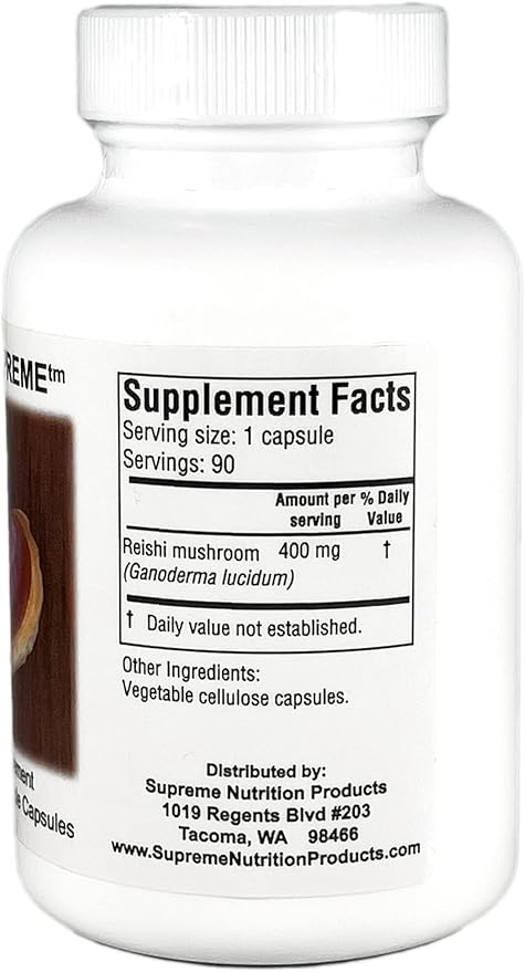 Supreme Nutrition Reishi Supreme 90 Pure Reishi Mushroom Vegetarian Capsules