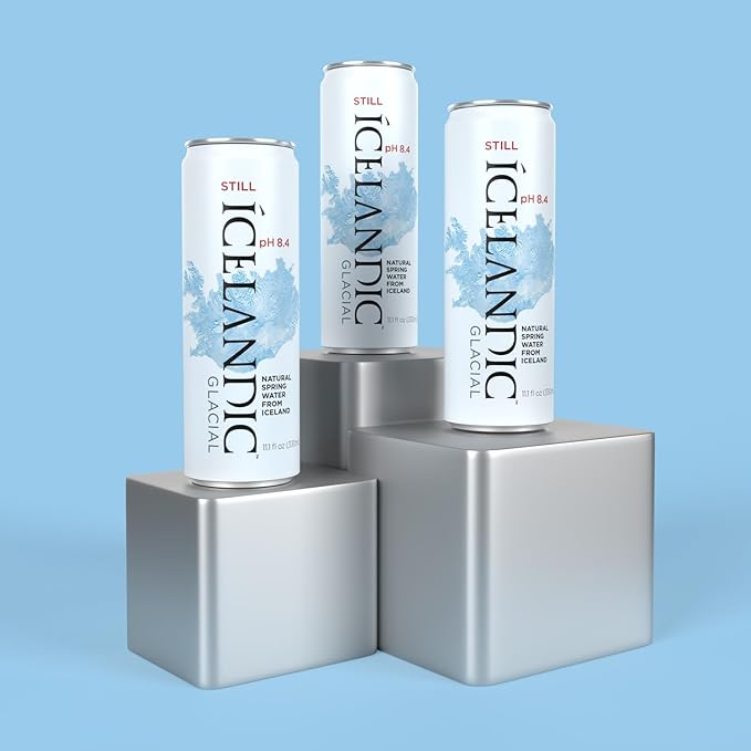 Icelandic Glacial Natural Spring Alkaline Water 330 ml / 11.1 Fl Oz Cans (Pack of 10)