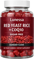 Lunessa Red Yeast Rice with Red Yeast Rice 2400mg CoQ10 200mg Restores Body Vitality &amp Maintains Healthy Cholesterol Levels for Men &amp Women Non-GMO Vegan Raspberry Flavor 60 Gummies (1)