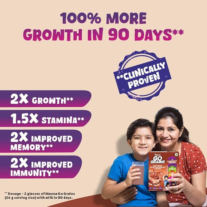 Manna Go Grains - Multigrain Instant Drink Mix - 400g Pack (Chocolate Flavour)