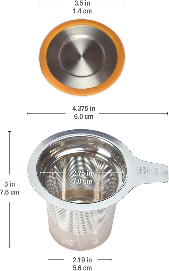 Tiesta Tea - Apple Cider Herbal Tea and Brewbasket Infuser Bundle Caramel Apple Tea Non-Caffeinated 4oz Refillable Tin with 5oz Reusable Stainless Steel Strainer