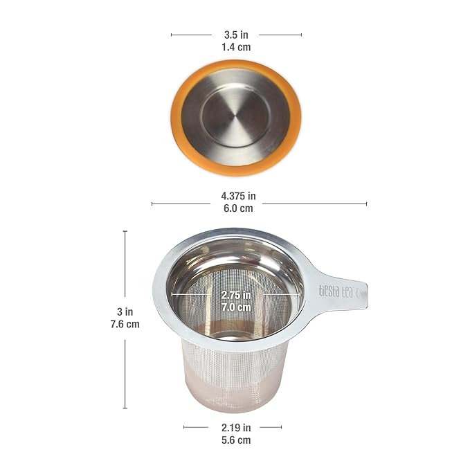 Tiesta Tea - Chamomile Mint Herbal Tea and Brewbasket Infuser Bundle Caffeine-Free Chamomile Mint Blend 1oz Resealable Pouch with 5oz Reusable Stainless Steel Strainer