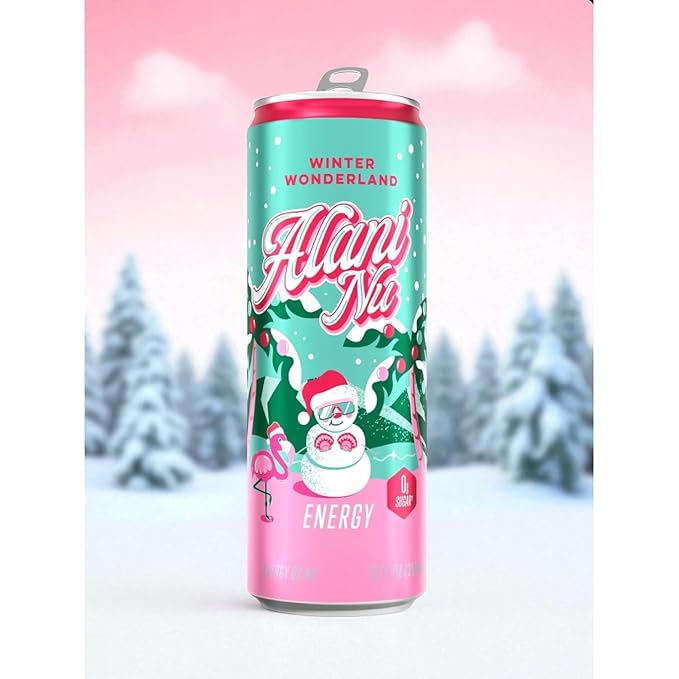 New Alani Energy Drinks Cherry Bomb Winter Wonderland Sherbet Swirl Variety Pack Sugar-Free Low-Calorie 200mg Caffeine Energy Boost Drink 12 fl oz (Pack of 6) (Packaging May Vary)