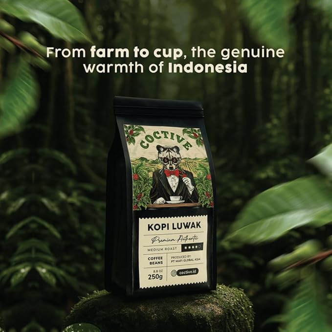 Kopi Luwak Civet Coffee Beans (8.8 oz) - World's Most Expensive Coffee Wild-Harvested From Gayo Sumatra Indonesia- Luxury Gift Set