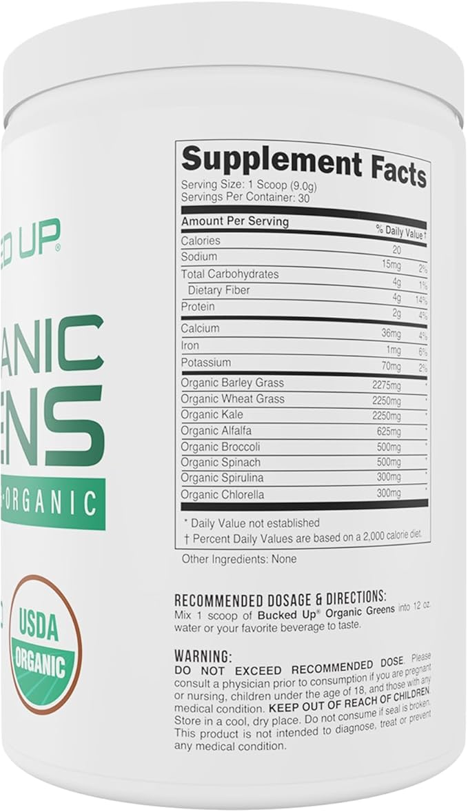 Greens Superfood Powder Unflavored | 8 Most Essential Mixed Greens | Certified 100% Organic | Chlorella Spinach Kale Spirulina Alfalfa Broccoli Wheat Grass &amp Barley Grass | 30 SERV | 9.52 O