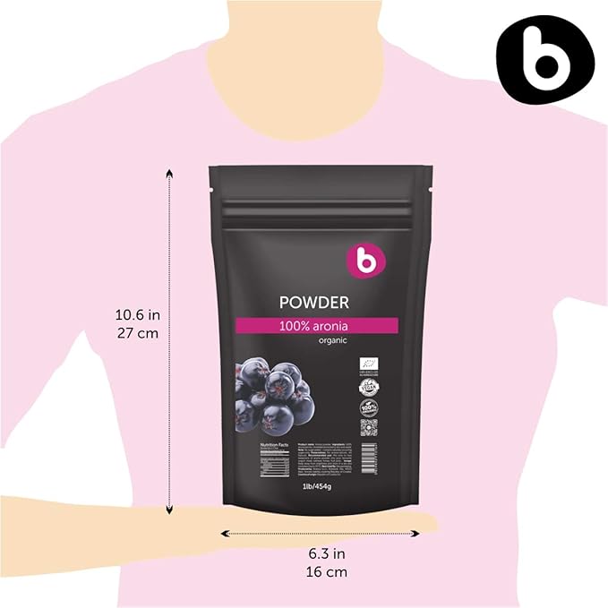 Natural Aronia Berry Powder - Black Chokeberry Superfood High in Anthocyanins &amp Polyphenols - Supports Immune System - Raw Chokeberries Superfood - Aronia Berries - Vegan Gluten-Free - 1lb