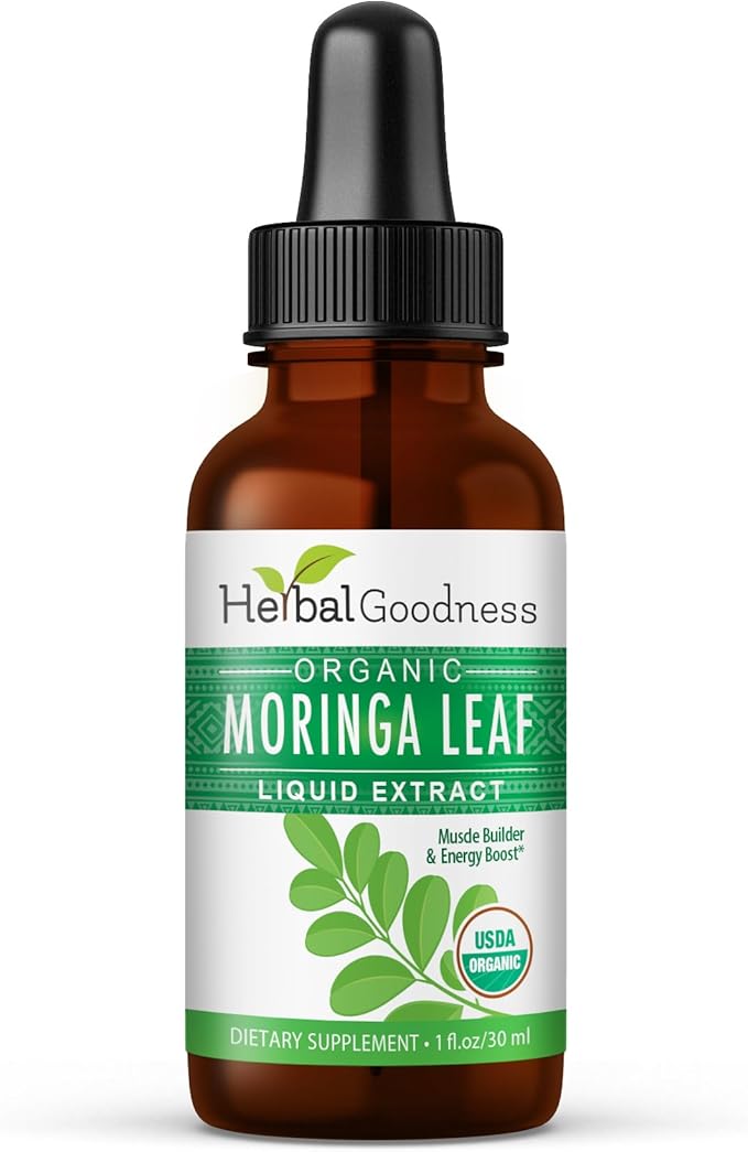 Herbal Goodness Moringa Extract Liquid Drops 1 Fl. oz - Superfoods Tincture for Energy &amp Immune Support Organic and Highly Bioavailable Alternative to Moringa Capsules &amp Powder Non-GMO Vegan