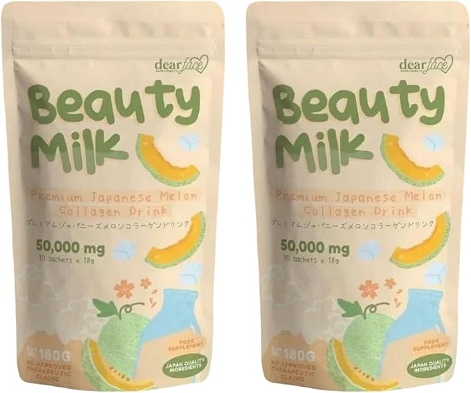 2 Packs Beauty Milk Japanese Collagen Melon Drink - 50000mg Hydrolyzed Collagen