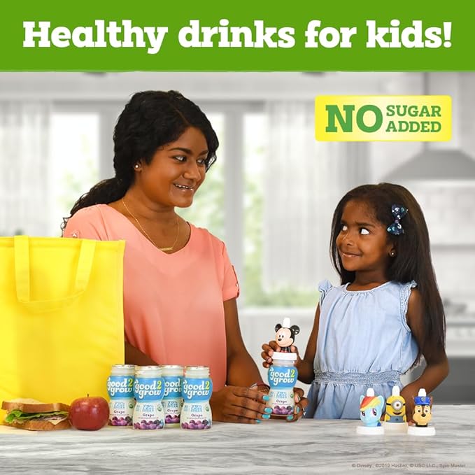 good2grow Organic Grape Flavored Juice for Kids - Grape Juice Bottles Bulk 24 Pack Reusable Bottle No Sugar Added - 6 fl oz Pack of 24 (Spill Proof Tops Not Included)
