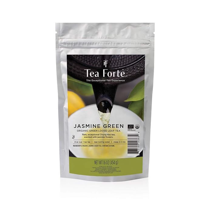 Tea Forte Premium Loose Leaf Tea Blend Resealable 1 Pound Bag Makes 160-175 Cups Jasmine Green Tea
