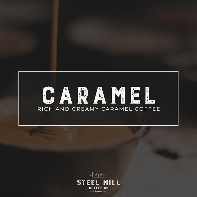Steel Mill Coffee Co. | Caramel Gourmet Flavored Coffee | 2 LB Bag | Whole Bean | Medium Roast | Rich Caramel Notes | 100% Arabica Beans | Vegan Gluten-Free Sugar-Free