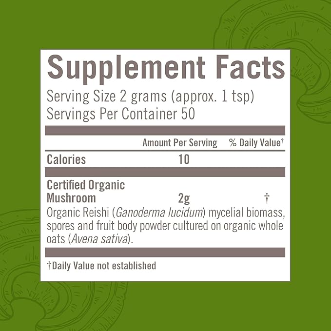 OM MUSHROOM SUPERFOOD Reishi Organic Mushroom Powder 3.5 Ounce 50 Servings Adaptogen Stress &amp Immune Support Superfood Mushroom Supplement