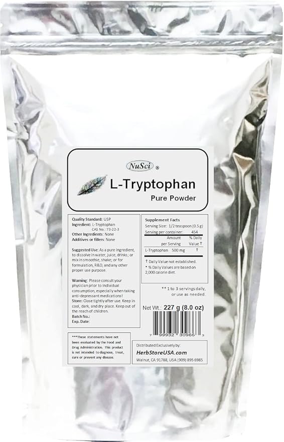 Pure L-Tryptophan Powder (227 gram (8.0 Ounce))
