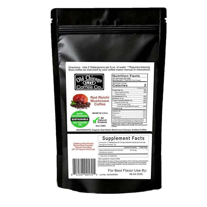 Red Reishi Mushroom Coffee Arabica Ground 35 Servings