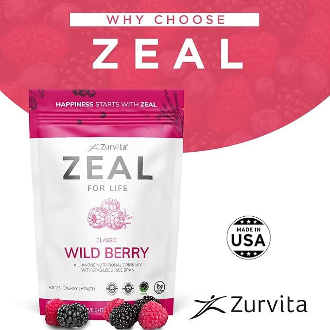 Zurvita - Zeal for Life 30-Day Wellness Bag - Wild Berry (Classic) - Nutritional Supplement for Vitality Immunity and Wellness - 420 Grams