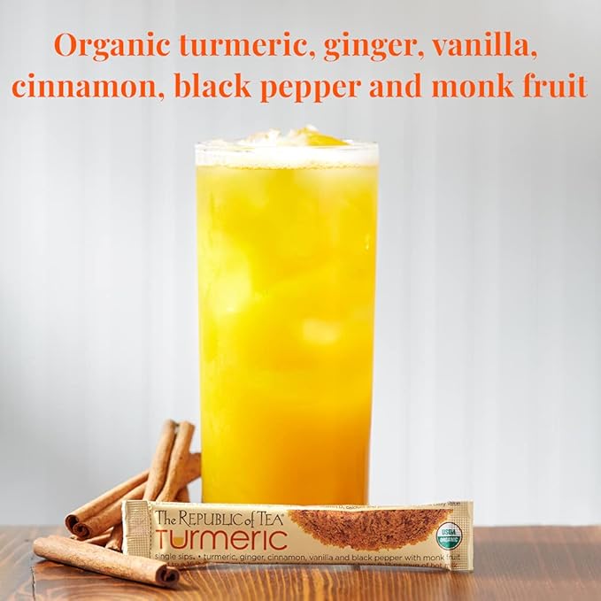 The Republic of Tea Organic Turmeric Single Sips 50 Single Servings of Instant Turmeric Tea