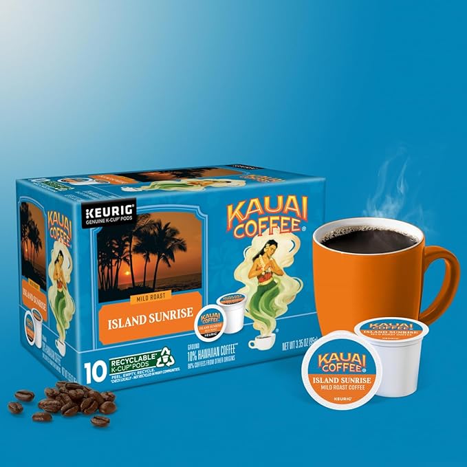 Kauai Coffee Island Sunrise Mild Roast - Compatible with Keurig K-Cup Brewers 10 CT (Pack of 3)
