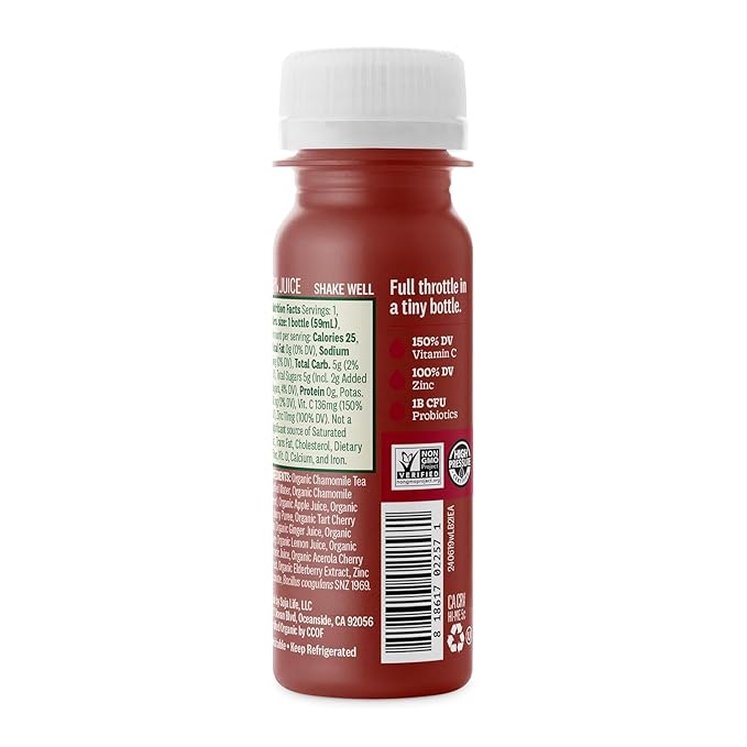 Organic Elderberry Immunity Shots with Turmeric &amp Ginger – 20-Pack | Cold-Pressed Functional Shots for Immune Support Live Probiotics Plant-Based Gluten-Free (2 Fl Oz)
