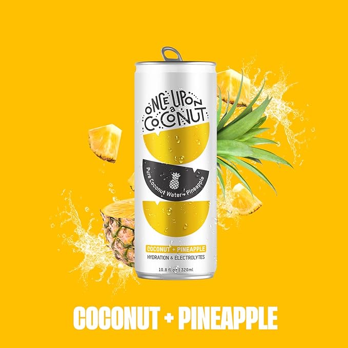 Once Upon a Coconut Premium Pineapple Coconut Water - Low Calorie All-Natural Drink with Electrolytes - Non-GMO - Gluten-Free - 10.8 Fl Oz (Pack of 12)