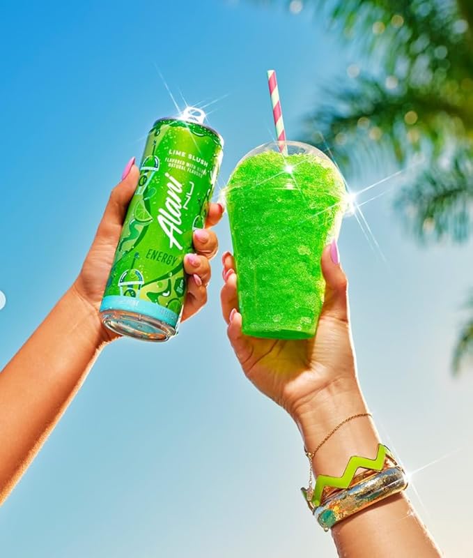 Alani Lime Slush Energy Drink Sugar Free Low Calorie Energy Drinks - 12 fl oz Cans (4 Pack)