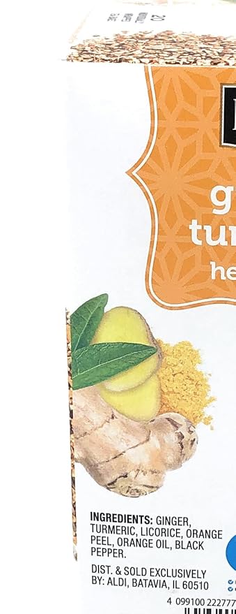 Ginger and Turmeric Herbal Tea Bags 3 Pack Total 60 Individually wrapped