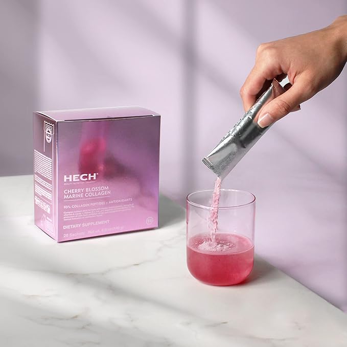 Cherry Blossom Marine Collagen - Drink Sachets for Youthful Glow with 4600 mg of Marine Collagen and an Antioxidant Matrix with Natural Plant Extracts
