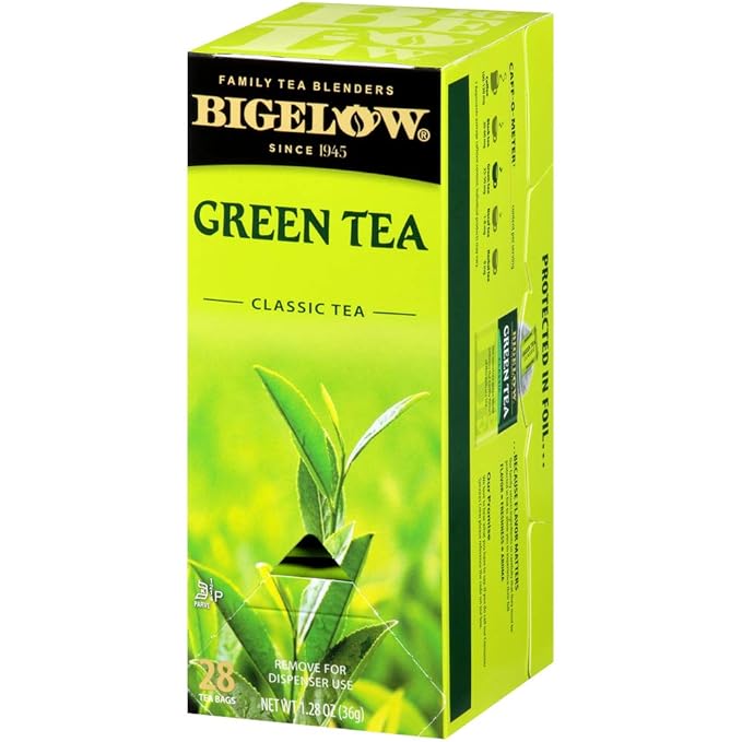 Bigelow Classic Green Tea 28-Count Box (Pack of 3) Premium Bagged Green Tea Bright Antioxidant-Rich All Natural Medium-Caffeine Tea in Individual Foil-Wrapped Bags