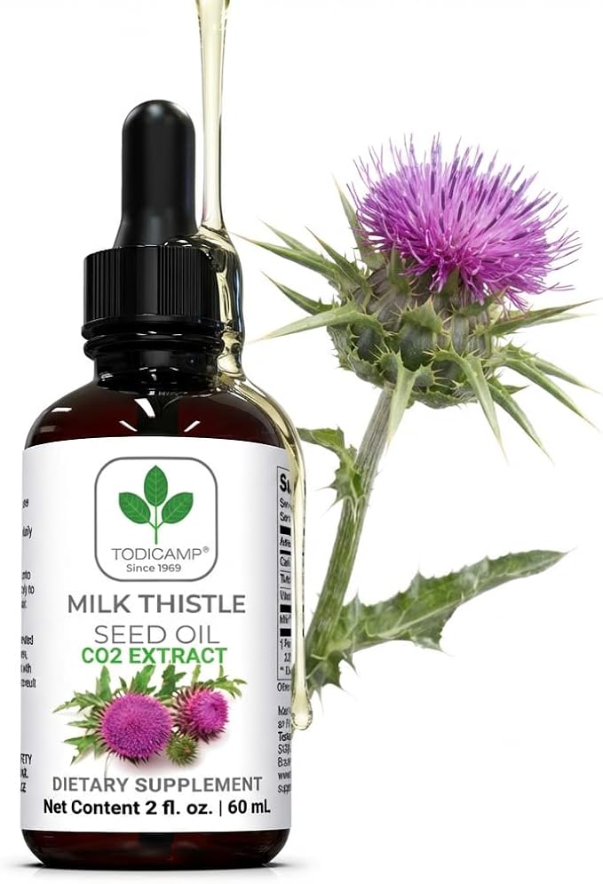 Milk Thistle Seed Oil Extract 2 fl oz - CO2 Liquid Milk Thistle Extract - Rich in Silymarin VIT E Zinc Omegas Tocopherols - Sweet and Pleasant Taste