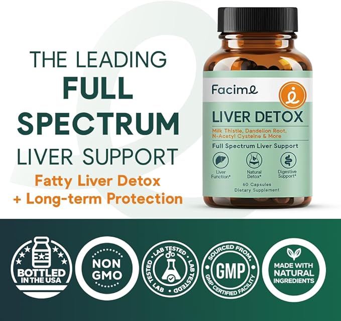 Full Spectrum Liver Cleanse Detox &amp Repair &amp Long-term Protection – clinically dosed 250mg Milk Thistle NAC ALA Dandelion Liver Support Supplement for Liver Health Made in USA 60 Capsule
