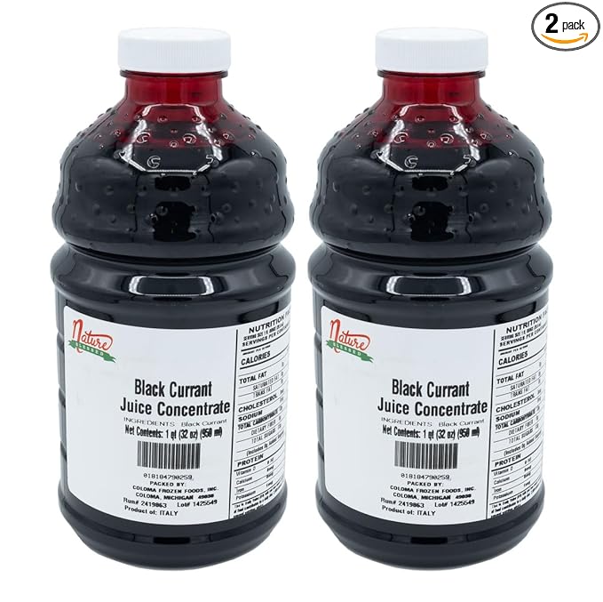 Nature Blessed 100% Pure Black Currant Fruit Juice Concentrate - 2 Quarts (2/32 fl oz bottles) Applications: Home Wine Making Brewing Distilling Hard Cider Smoothies or Jelly.