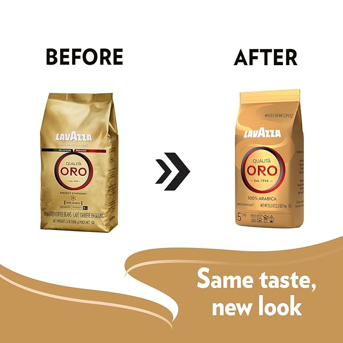 Lavazza Qualità Oro Whole Bean Coffee Blend Medium Roast 2.2-Pound Bag (Pack of 6)