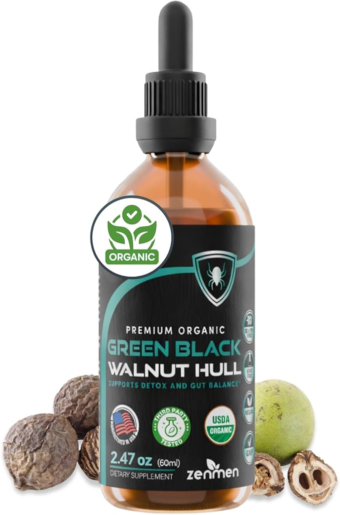 Zenmen Organic Green Black Walnut Hull Tincture - Highly Potent Formula Source of Antioxidants - 2.37 fl oz / 60ml Vegan Manufactured in The USA