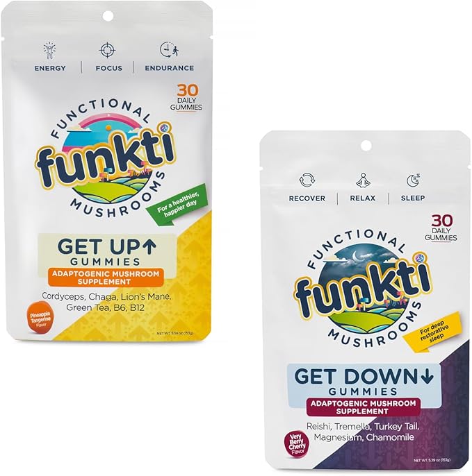 Get Up Mushroom Gummies for Focus &amp Get Down Gummies for Sleep Bundle 60ct