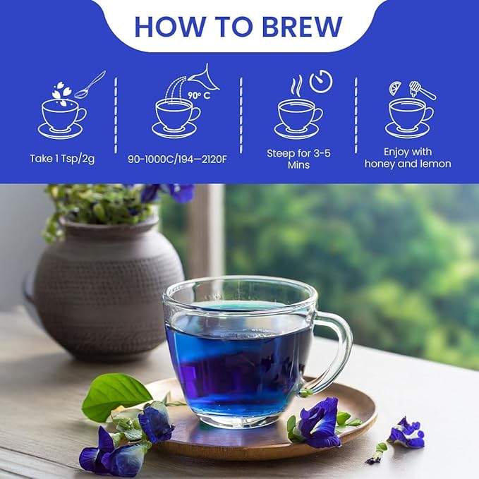 BLUE TEA - Butterfly Pea Flower Tea - 8.82 Oz (600+ Cups) Loose | Antioxidant Rich | Flower Based - Herbal Tea - Caffeine Free - Non-GMO - No Preservatives - Detox | Zipper Pack